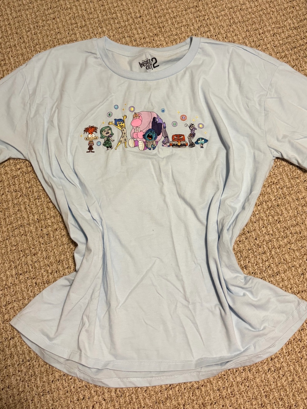 Inside Out T-Shirt - Light Blue Character Graphic - Picture 1 of 3